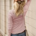 thumbnail image 2 of Weardear Long Sleeve Summer Shirts For Women Lace Trim Tunic Tops Button Down Casual Blouse Cute Crew Neck Ribbed Shirt, 2 of 5