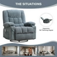 thumbnail image 6 of JONPONY Oversize Recliner Chair, Swivel Rocker Recliner Chair for Adults, Upholstered Manual Recliner with Side Pockets,Massage Swivel Rocker Recliner Chair for Living Room, Blue, 6 of 13