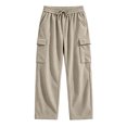 thumbnail image 6 of Spazoro Boys Corduroy Cargo Pants with Multi‑Pockets, Straight Leg Elastic Waist Solid Color Drawstring Loose Fit Casual Trousers for Daily Street Khaki Size 7-8, 6 of 7