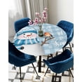 thumbnail image 5 of Blue Plaid Snowman Christmas Table Cloth, Round Fitted Tablecloths with Elastic Edge, Xmas Snowflake Birds Wipeable Waterproof Table Cover for Kitchen Wedding 45-54 Inches, 5 of 6