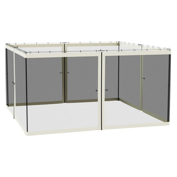 13x13 Gazebo Netting Replacement - Canopy Screen Walls with Zippers - Black Polyester Mesh Sidewall - Outdoor Patio Enclosure - Washable