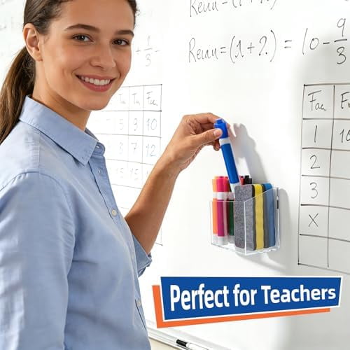 Tekola Magnetic Pen Holder, Magnetic Dry Erase Marker Holder, magnetic pen holder for refrigerator, whiteboard , Pens, Pencils, Non-slip Acrylic Magnetic Marker Holder- Transparent, 1 Pack