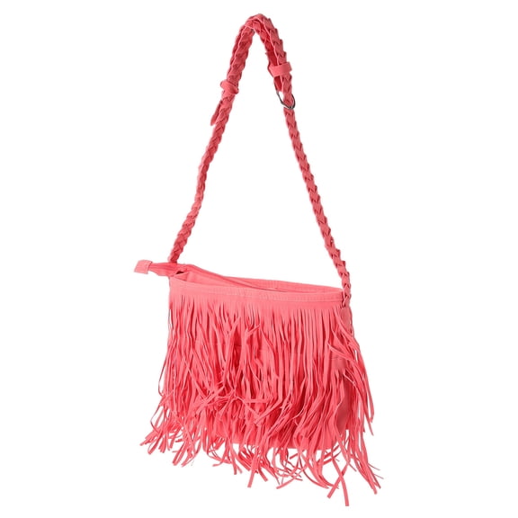 KAKOWELY 1Pack Tassel Shoulder Bag Watermelon Red Polyester with Vintage Style for Women Beach