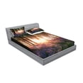 thumbnail image 2 of Ambesonne Forest Fitted Sheet & Pillow Sham Set, Sunrise Woods in Spring, Full, Purple Green, 2 of 2