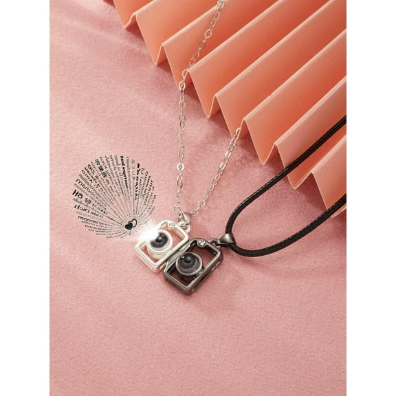 EOEMY 2Pcs Magnetic Camera Charm Necklace For Women Jewelry For Women Gift For Her-Default