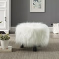 thumbnail image 2 of Jannel White Faux Fur Stool, 2 of 6