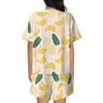 thumbnail image 6 of Susaid Banana With Leaves Print Women's Pajama Set, Button-Up Sleepwear with Elastic Waist Shorts, Perfect for Lounging, Yoga, Beach, and Casual Wear-Large, 6 of 7