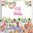 thumbnail image 4 of Pink Floral Sloth Monstera Baby Shower Backdrop, 4 of 5