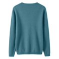 thumbnail image 4 of Womens V Neck Button Front Cardigan Long Sleeve Ribbed Trim Lightweight Sweater Casual Layering Tops for Fall Winter Turquoise 2XL, 4 of 5