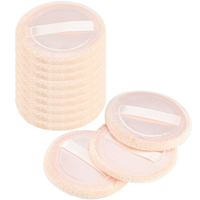 Senkary 12 almohadillas de maquillaje de algodón para polvos compactos de cara suave para polvo prensado de ajuste suelto de 2.36 pulgadas (beige)