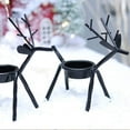 thumbnail image 5 of Paquete de 4 portavelas de Navidad de reno de hierro fundido, portavelas de té vintage negro, ramas de metal, decoración del hogar de mesa, 5 of 5