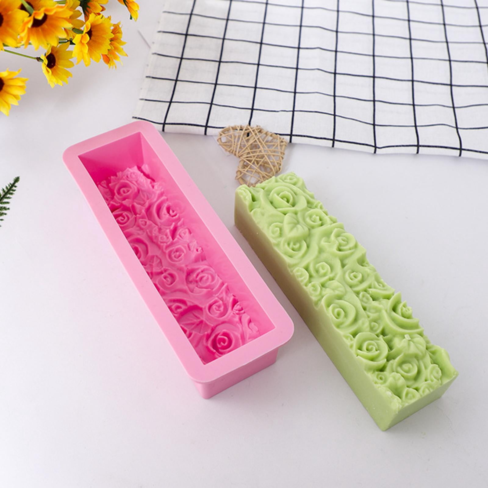 FVDPWYE 3D Silicone Mold Craft Wedding Candle Mould Rectangular Embossed DIY Handmde for pink