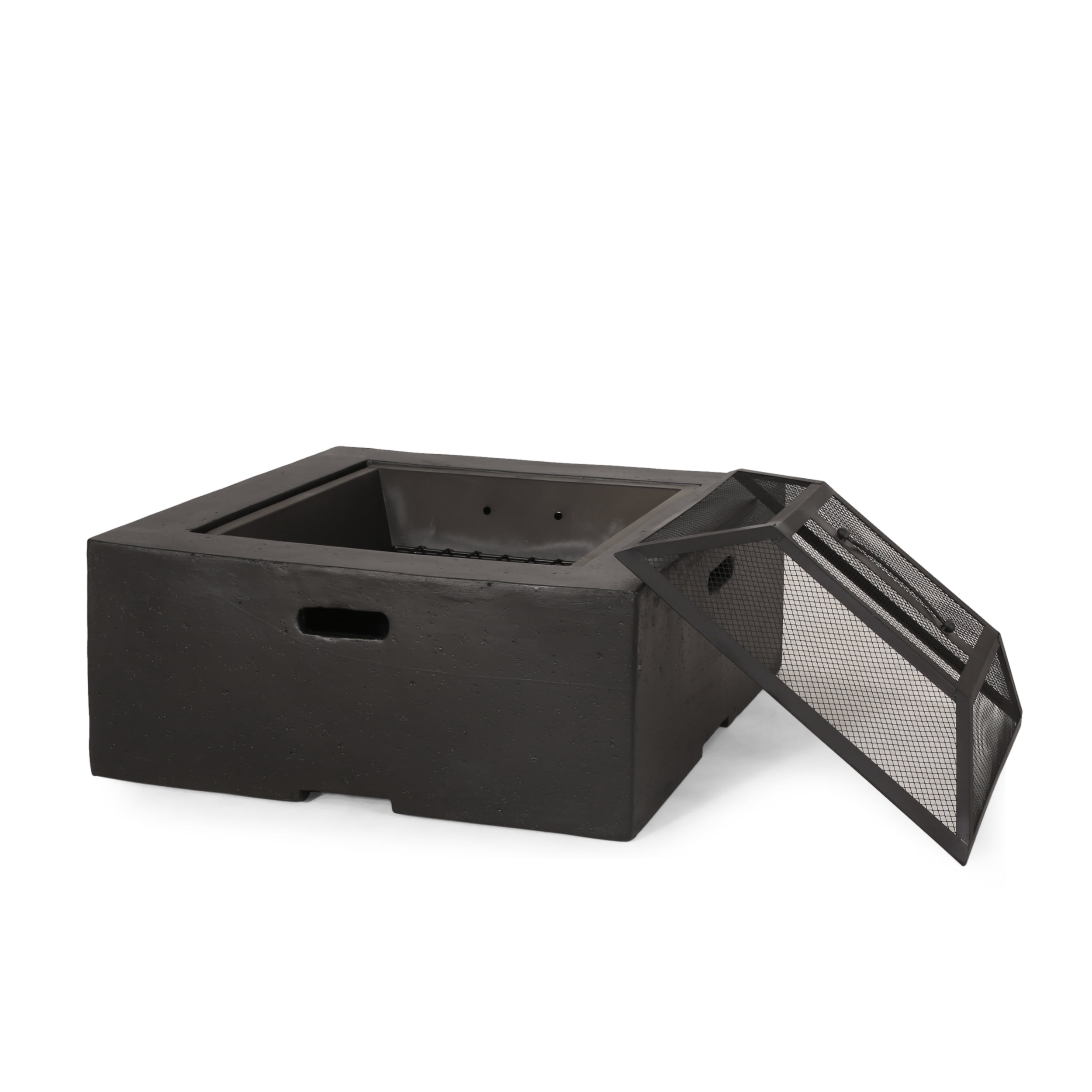 Mintazer 29" Square Wood‑Burning Fire Pit, MGO Outdoor Fire Pit with Spark Screen for Patio Backyard, Black