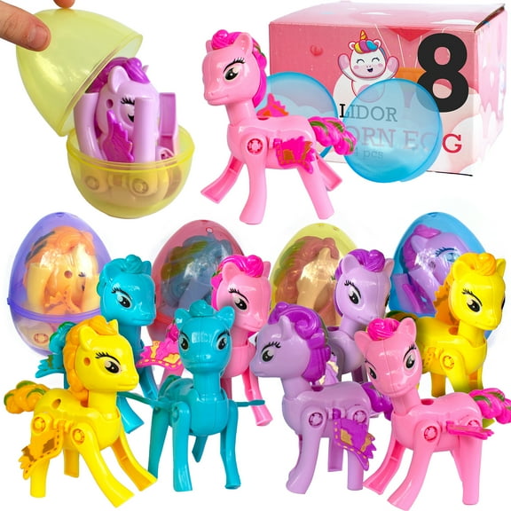 Lidor Easter Unicorn Egg Toys Party Favors Prefilled Easter Eggs Jumbo Pack of 8