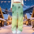thumbnail image 2 of QATAINLAV Flecce Pants for Women Loose Wide Leg Comfy Pajamas Pant Cute Printed Winter Warm Trousers with Pockets Sleepwear, Army Green, M, 2 of 6