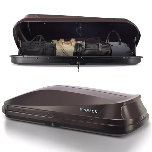 14 Cu. Ft. Rooftop Cargo Box Luggage Carrier w/ Keys, Dual Opening, Brown