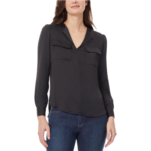 Jones New York Womens Simplified Utility Shell Blouse, black, XS