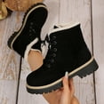 thumbnail image 5 of Women's Vintage Suede Ankle Boots Platform Comfortable Mid Calf Combat Boots Round Toe Lace Up Short Winter Booties Black Size 7.5, 5 of 8