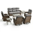 thumbnail image 2 of Unnifurnzi 8 Pieces Patio Furniture Set-6'' Thick Cushions Outdoor Furniture with Swivel Rocker Chairs Outdoor Couch and Coffee Table Wicker Patio Furniture for Deck Porch Garden Poolside-Brown/Gray, 2 of 7