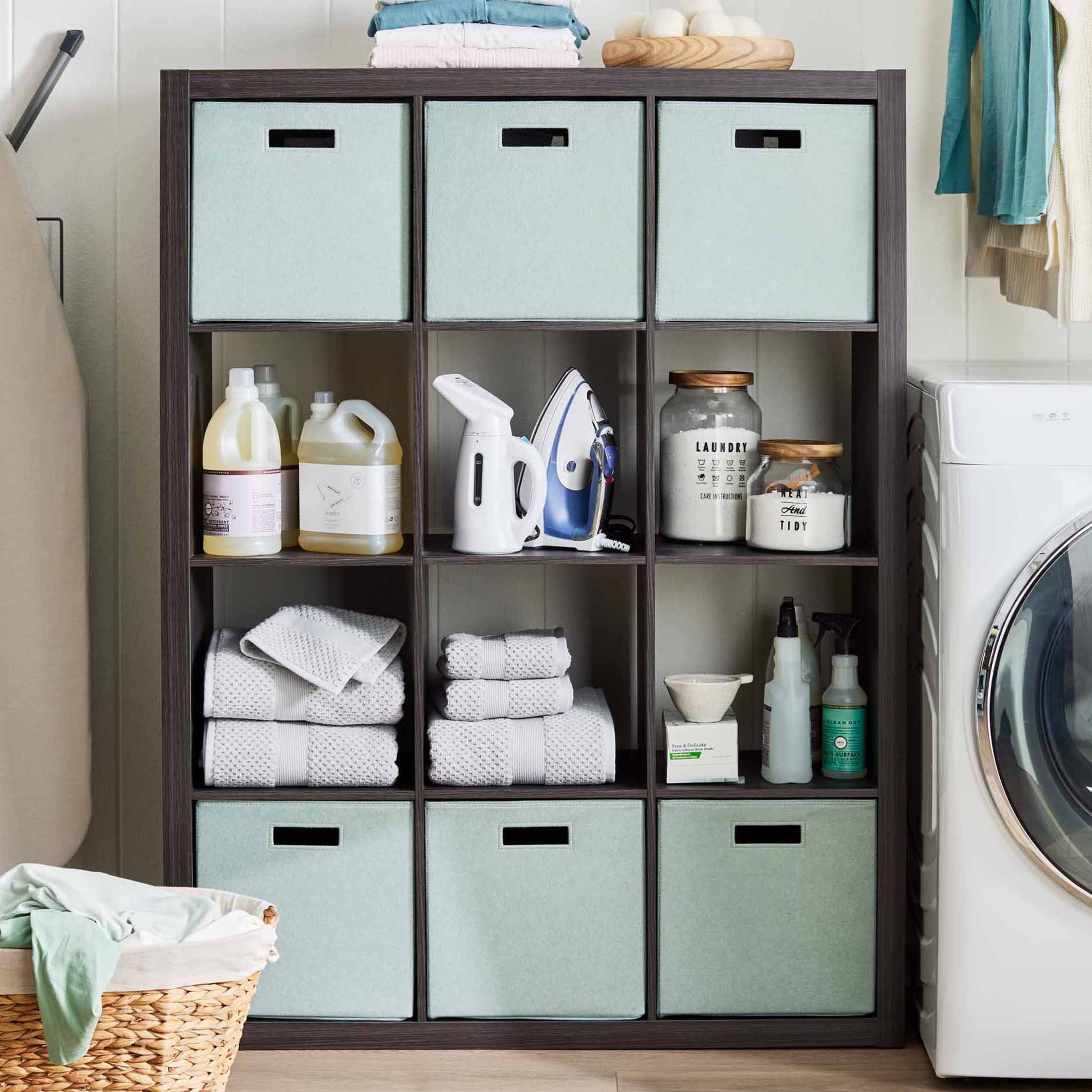 Better Homes & Gardens 12 Cube Storage and 4 Better Homes & Gardens H Cube Inserts, Tobacco Oak