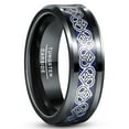 thumbnail image 1 of 8mm Men's Black and Blue Tungsten Ring Heart Shape Celtic Knot Wedding Band Size 7-12, 1 of 5