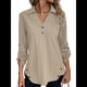 thumbnail image 2 of Blusas de Larga con Cuello en V y Botones para Mujer, Camisas Holgadas de Color Liso para y Otoño. Caqui L, 2 of 7