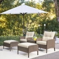 thumbnail image 2 of Lacoo 5 Pieces Wicker Patio Furniture Set Outdoor Patio Seat Conversation Cushion Chairs with Table & Ottomans, Beige, 2 of 8