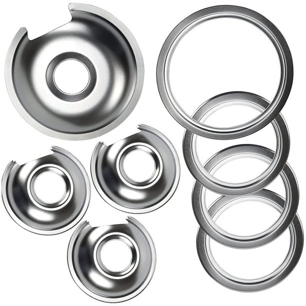 Beaquicy Chrome Range Bunner Drip Pans WB32X10012 WB32X10013 and Rings
