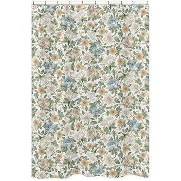 Vintage Floral Blue and Yellow Single Shower Curtain by Sweet Jojo Designs