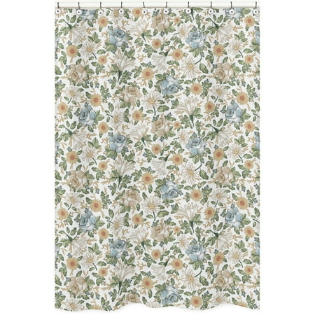 Vintage Floral Blue and Yellow Single Shower Curtain by Sweet Jojo Designs