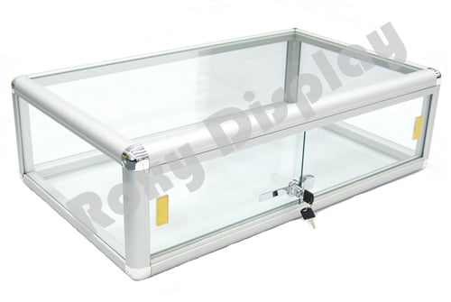 Countertop Wood Display Case Black Clear Top View 31 ¾” W x 18" D x 8" H Locking 