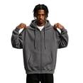 thumbnail image 2 of Mens Zip Up Hoodies Oversized Fleece Long Sleeve Drop Shoulder Hooded Sweatshirt Trendy Vintage Streetwear Gray 2XL, 2 of 9
