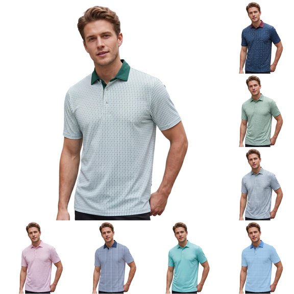 JAJAHO Mens Casual Polo Shirts Summer Breathable Mesh Short Sleeve Golf Shirts Moisture Wicking Workout Comfy Tops