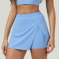 thumbnail image 5 of Fgnfyis Tennis Skirts for Women Summer Tennis Short Skirt Ice Feel Movement Slit Skirt Pants for Running Fitness Sports Skirts for Women Sky Blue L, 5 of 9