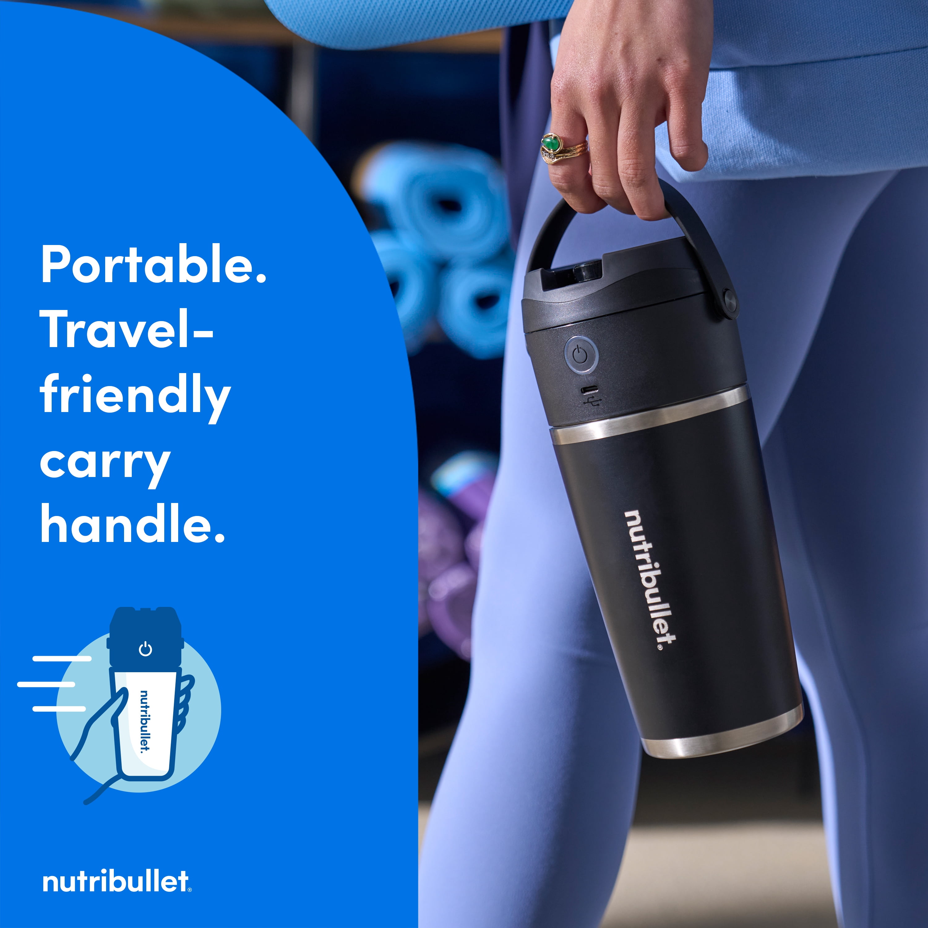 nutribullet Flip Insulated Portable Blender NBPB10350AK - Matte Black, 18oz