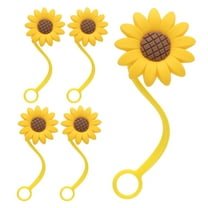 ELAYARD 5-Pack Sunflower Silicone Straw Covers Caps Decorative Flower Toppers for Tumblers and Drinking Cups
