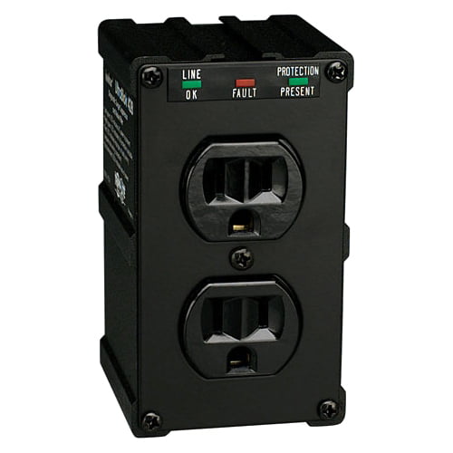 Tripp Lite ULTRABLOK 2-Outlet Surge Protector, Direct Plug-In, 1410 Joules,  Diagnostic LEDs, Black Metal Housing