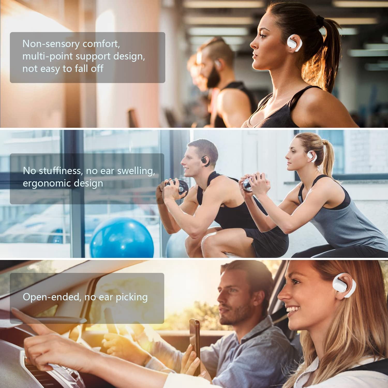 Wireless Ear-hook OWS Earphones Bluetooth Earbuds for iPhone 15/16/Plus/Pro/Pro Max/16e - Over the Ear Headphones True Stereo Charging Case Hands-free Mic Headset
