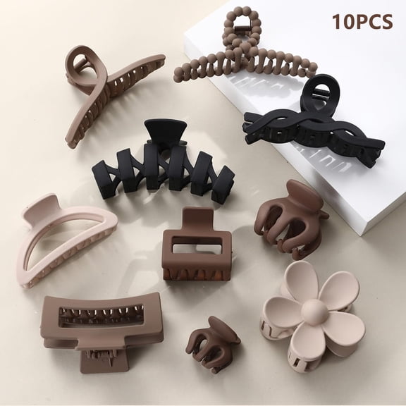 Claw Clips for Thick Thin Curly Hair, 10 Pack Big Hair Claw Large Hair Clips Non-Slip Accessories for Women Girls (Large Size) - 10 Color Options