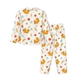 thumbnail image 2 of Wukai Squirrel Maple Leaves And Nuts Print Women's Pajama Set - Soft Long Sleeve Sleepwear for Comfort and Style-Large, 2 of 9
