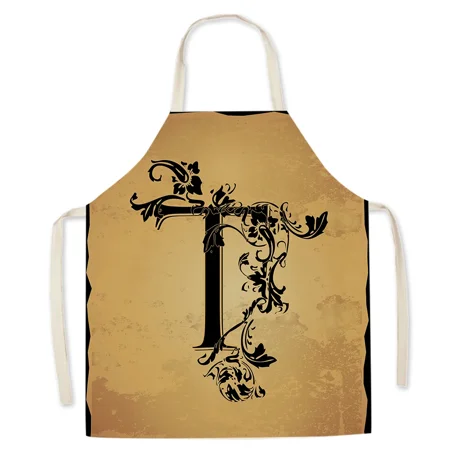 

1Pcs Black Alphabet Pattern Kitchen Apron Waterproof Cooking Oil-proof Aprons for Women Home Cleaning Tools Cooking Accessories