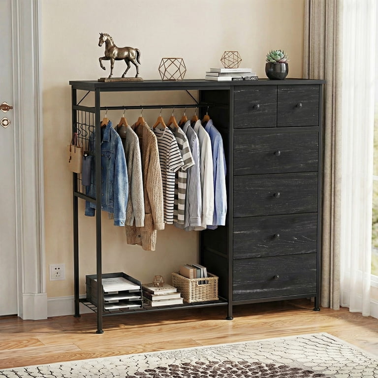 EDX 47.2" H Dresser with Hanging Rack, LED Lights & Charging photo 6