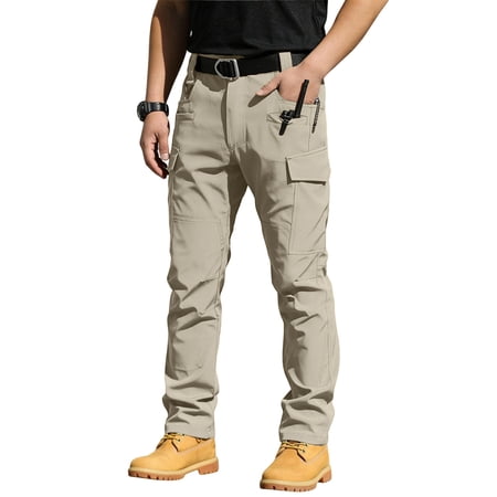 TOMVIGX Men s Hiking Cargo Pants Lightweight Water-Resistant Quick Dry for Tactical Work Fishing Golf Travel Outdoor Casual Khaki XL