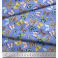 thumbnail image 2 of Soimoi Tissu Satin Modal Bleu Papillon Coloré Imprimé 1 Yard 42 Pouces de Large, 2 of 5