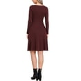 thumbnail image 3 of Square Neck Fall Dresses for Womens Casual Long Sleeve A Line Knit Pullover Dress with Pockets XL Deep Red, 3 of 6