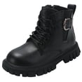 thumbnail image 4 of CYRBOKO Ankle Boots for Girls, Non-slip Side Zip Lace Up Fall Winter Girls Riding Boots Black Size 10 (Little Kids), 4 of 7