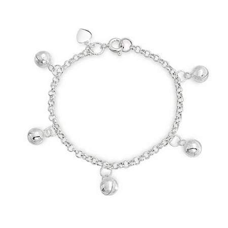 Bell Bracket - Dainty Dangling Jingle Bells Bracelet Wrists 6 In 925 Sterling Silver Adjustable Bells Are Silver Plate