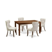 East West Furniture Dudley 5-piece Wood Dining Table and Chairs in Mahogany