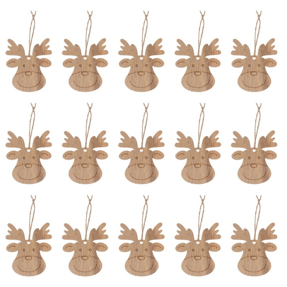 20 Pcs DIY Home Decors Wooden Crafts Deer Tag Mini Christmas Tree Child
