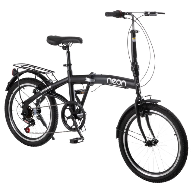 Bicicleta Neon Plegable Rodada 20 7 Velocidades Color Negro